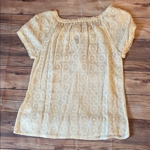 Lucky Brand Cotton Embroidered Sheer Top Sz M - Picture 5 of 7